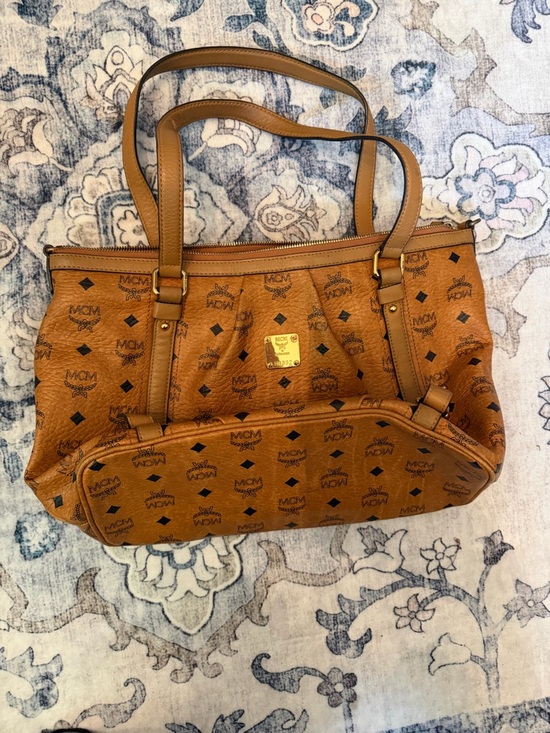 MCM Handbags - MCM Cognac Visetos Monogram Tote in Brown